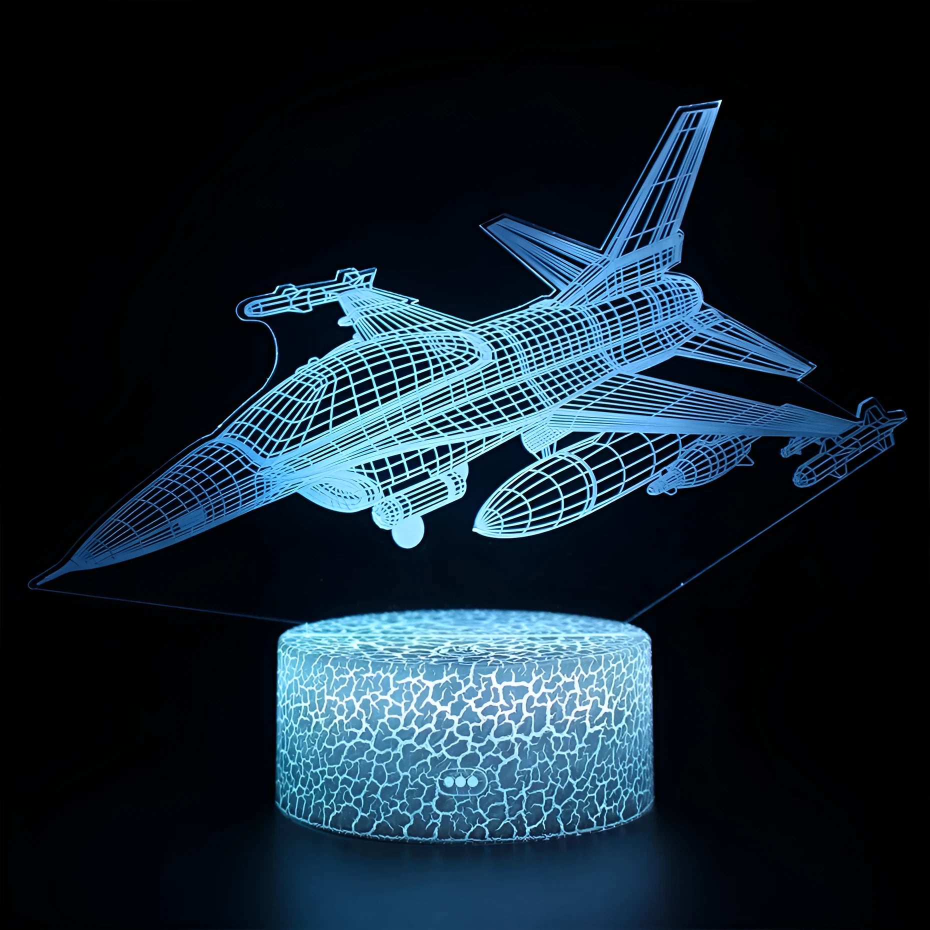 Cartoon airplane LED night light with acrylic shade and touch switch.