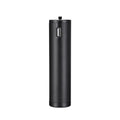 Black aluminium alloy portable power bank with an integrated handle, showing front view with scale.