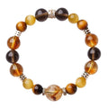 Tiger-eye crystal bracelet with geometric yellow beads in 10mm or 12mm sizes