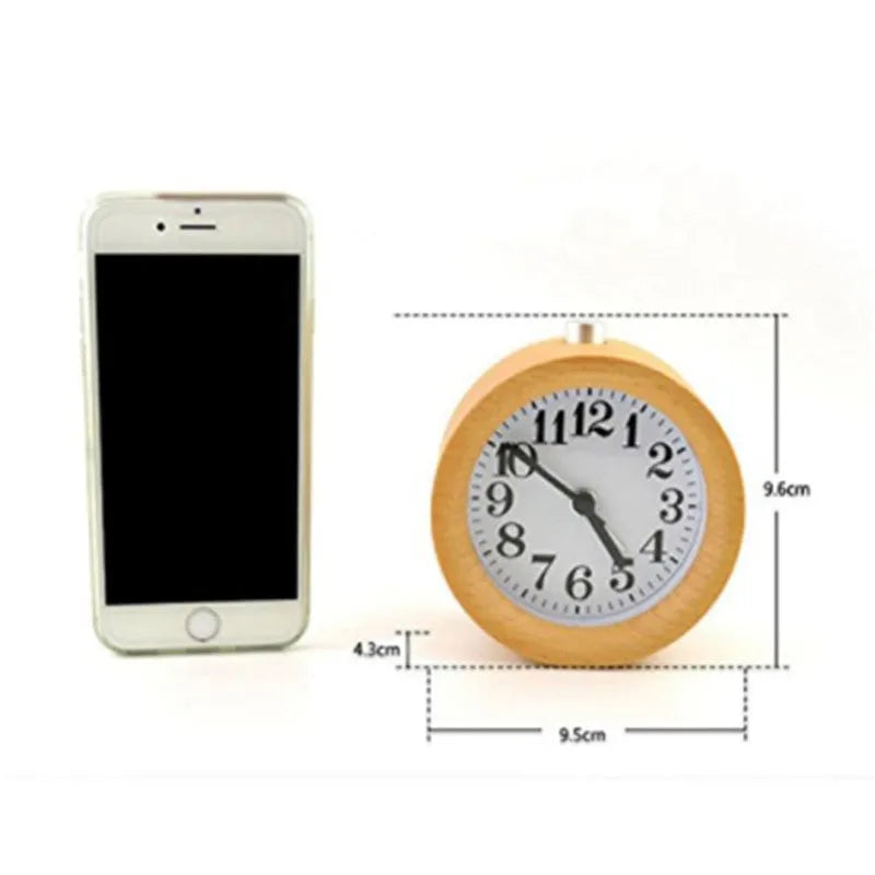 Solid beech wood bedside alarm clock with traditional design and Sun Movement