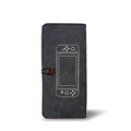 Black felt Nintendo Switch pouch case with game card slots and double layer storage compartments