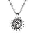 Men's stainless steel skull necklace with electroplated silver finish showing six pendant design variations