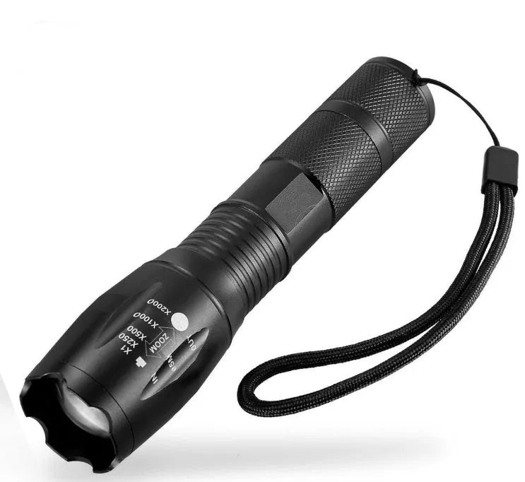 Aluminium alloy zoomable LED flashlight with adjustable focus and waterproof design for outdoor use