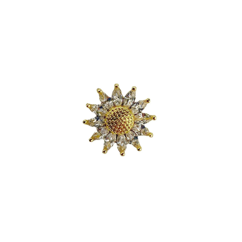 Geometric copper brooch for women with an electroplated finish, shown in one of six available colours.