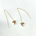 Bird hanging long drop earrings with mixed zirconium wings in red, blue, and red lvzuan colour options