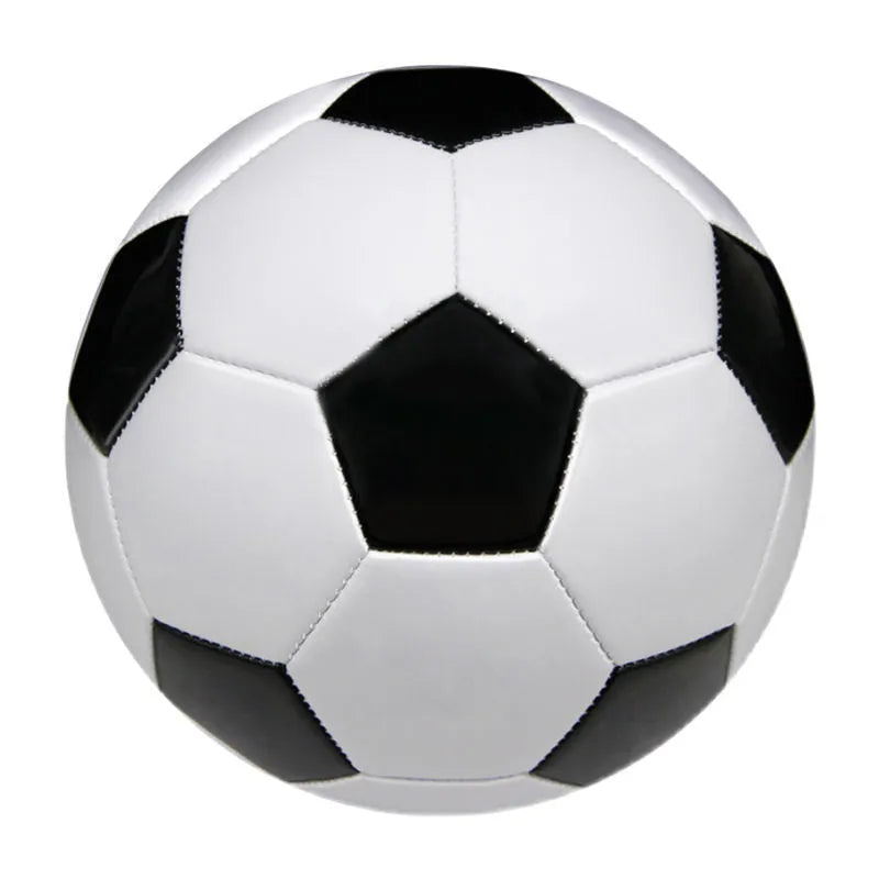 PVC machine-seam football in multiple colour designs including red dragon pattern, blue whirlwind and black and white.