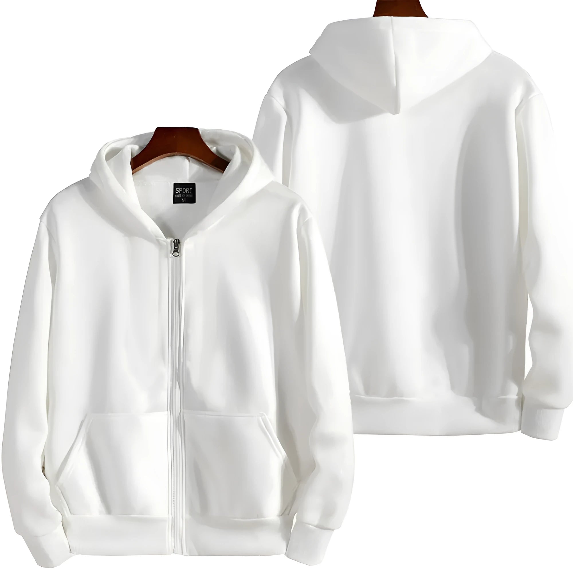 Men's loose fit sports zipper jacket in polyester-spandex fabric with zipper front