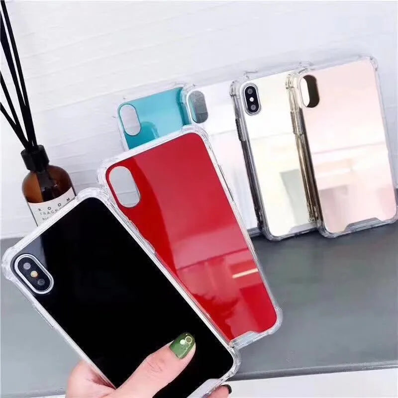 Mirror phone case with transparent TPU back for iPhone protection