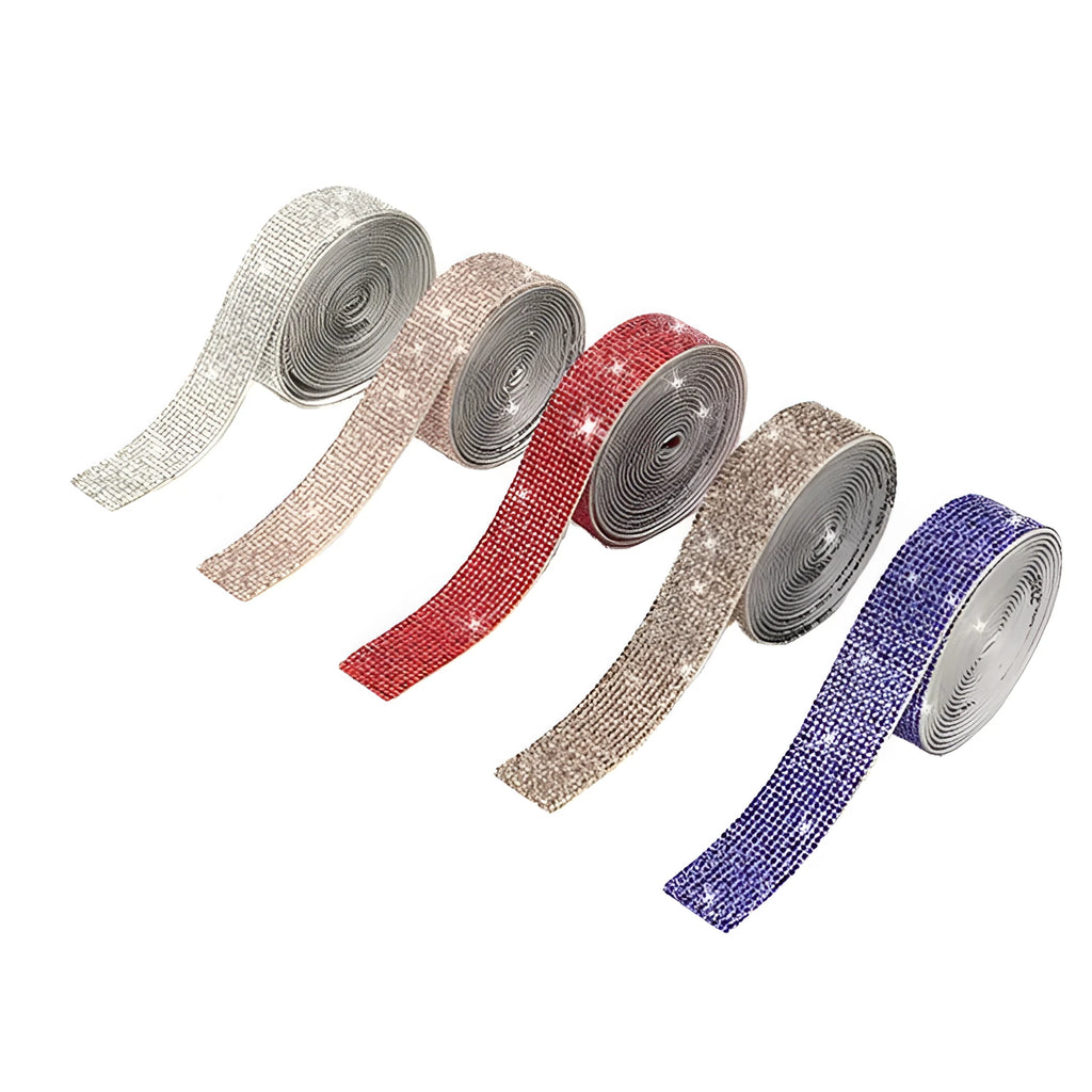 Self-adhesive electroplated glass water drill strips for clothing and shoe decoration in white and AB colours