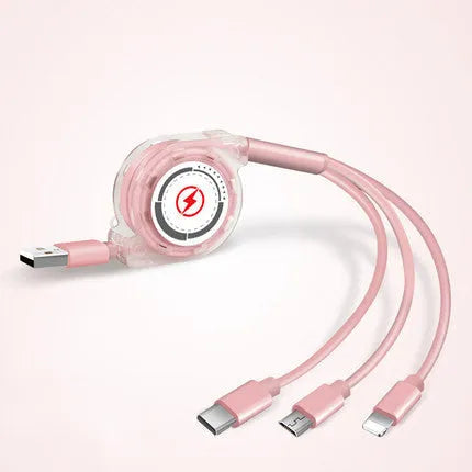 3-in-1 telescopic charging cable extended to 120 cm with titanium alloy connectors