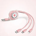 3-in-1 telescopic charging cable extended to 120 cm with titanium alloy connectors