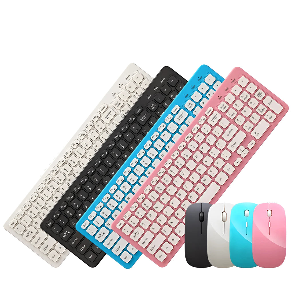 Wireless keyboard and mouse set in choice of colours with 96 keys and three-speed DPI mouse