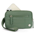 Women's waterproof quilted handbag with transparent deck panel in neutral colour