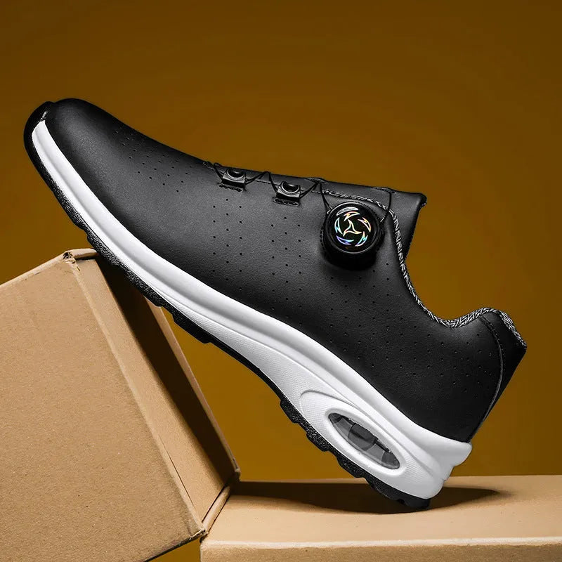 Low top casual shoes in black mesh with cross shoulder straps and white composite sole