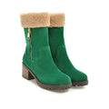 Snow boots with rubber soles and plush lining in black, grey, green, or orange colours