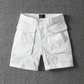 Men's straight cut cargo shorts in cotton with micro-elastic stretch and multiple pockets