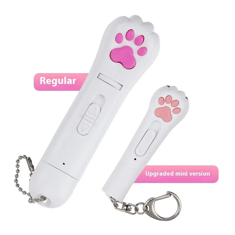 Infrared mini cat footprints laser toy with charging function in blue, pink, purple and white colour options