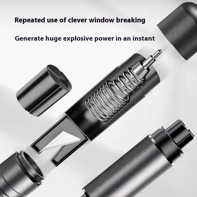 Gun grey aluminium alloy car safety hammer with bearing steel impact head for window breaking