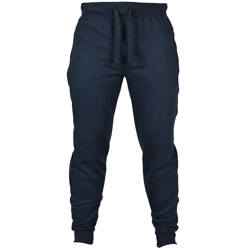 Men's solid colour drawstring waist fleece casual pants in a loose fit