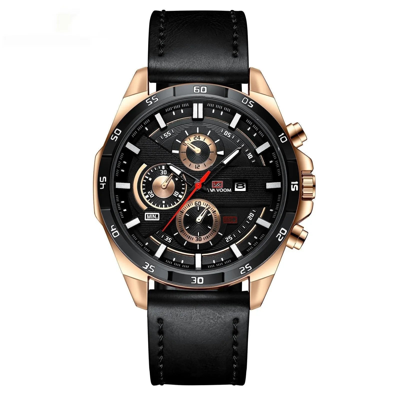 Men's casual business calendar quartz watch in multiple colour options with waterproof design