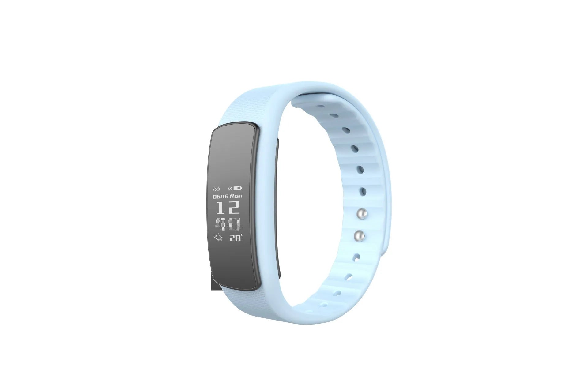 I6 smart sports bracelet with black TPU strap and 0.96 inch touch screen displaying fitness data.