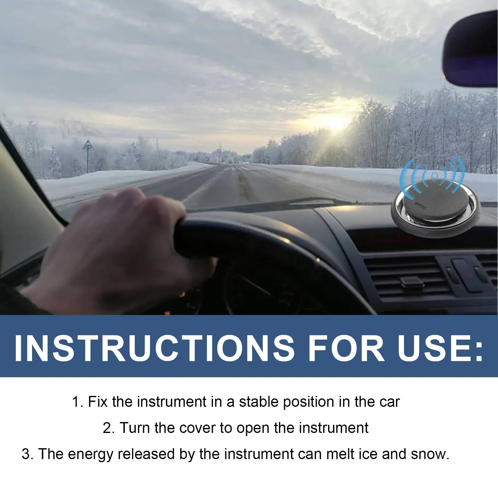 Compact black portable car deicing instrument for windscreen snow melting and ice removal
