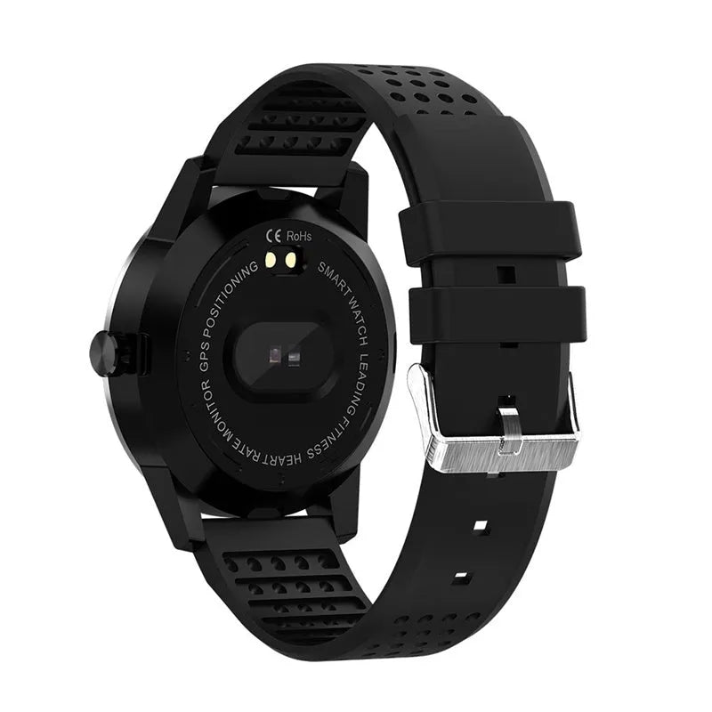 Black T2 smart bracelet with a colour screen displaying heart rate data on a wrist.