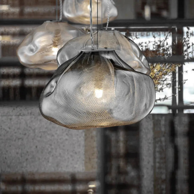 Modern glass decorative chandelier with light luxury design in clear, amber or smoke grey colour options