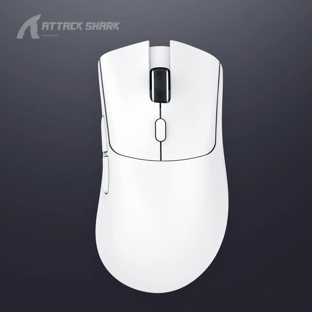 Attack Shark wireless gaming mouse in black colour showing triple connectivity modes and lightweight design