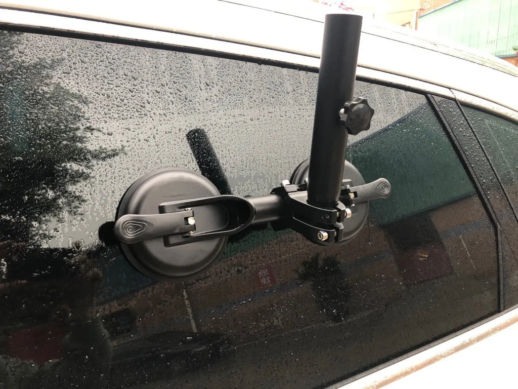 Black ABS plastic off-road car sucker base with round rubber disc for glass mounting