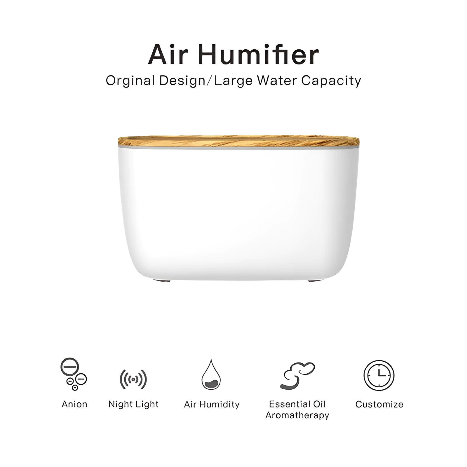 GX-22K white aroma diffuser humidifier with night light on a wooden table.