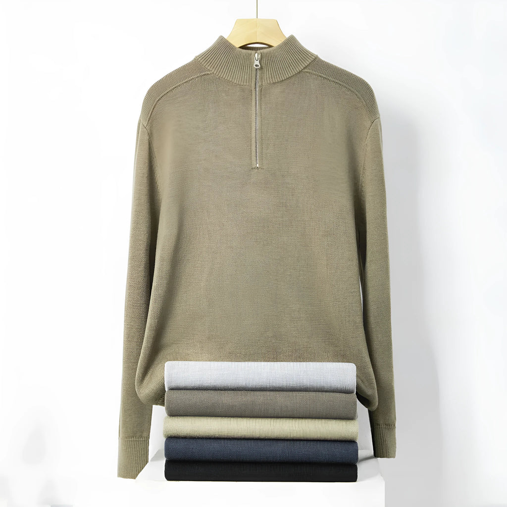 Men's slim fit wool pullover sweater in six colour options with long sleeves and casual design