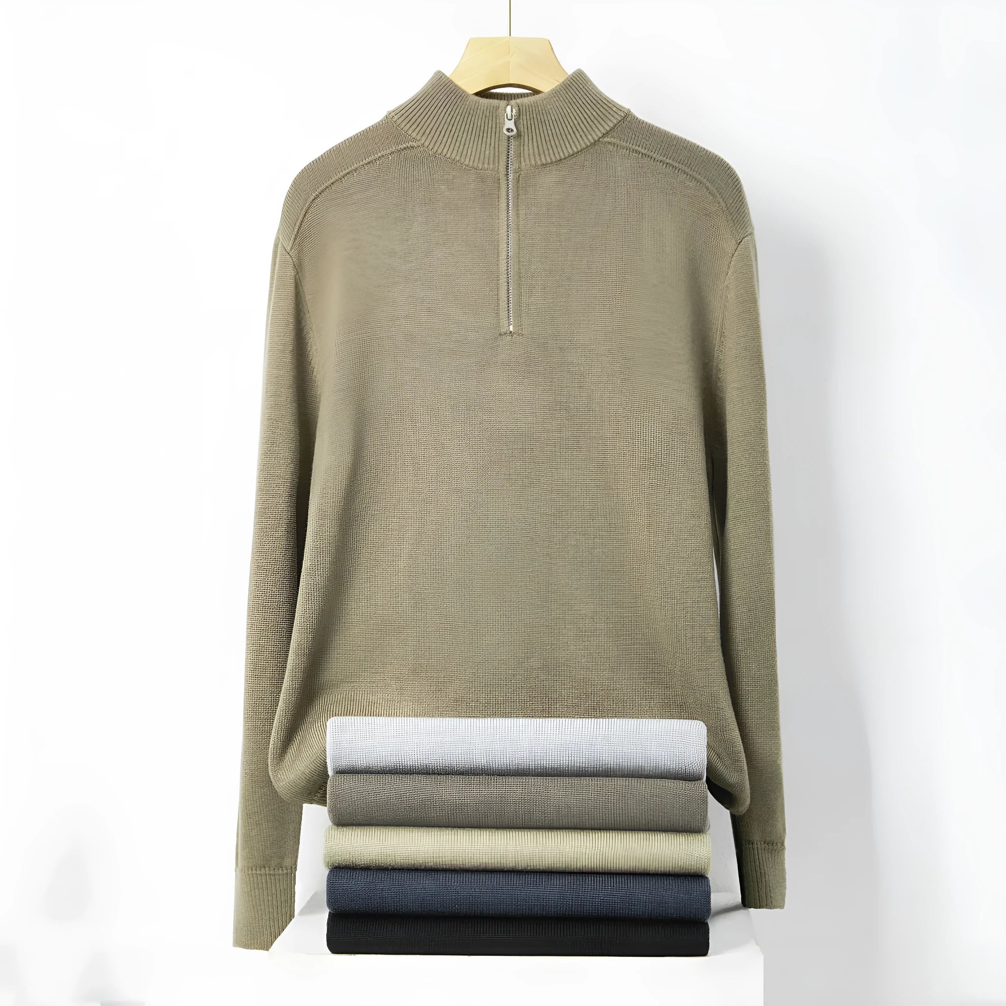 Men's slim fit wool pullover sweater in six colour options with long sleeves and casual design