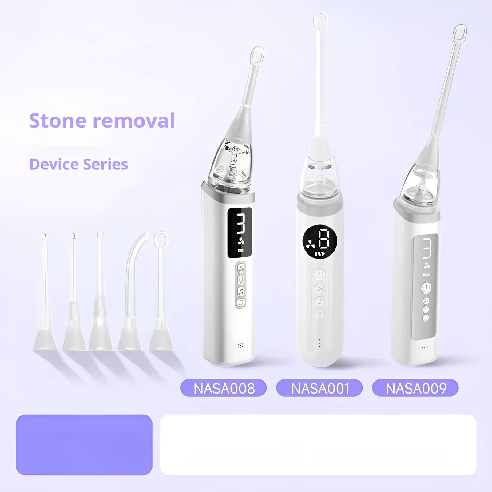 Milky white tonsil stone extractor with stainless steel tips for oral calculus removal