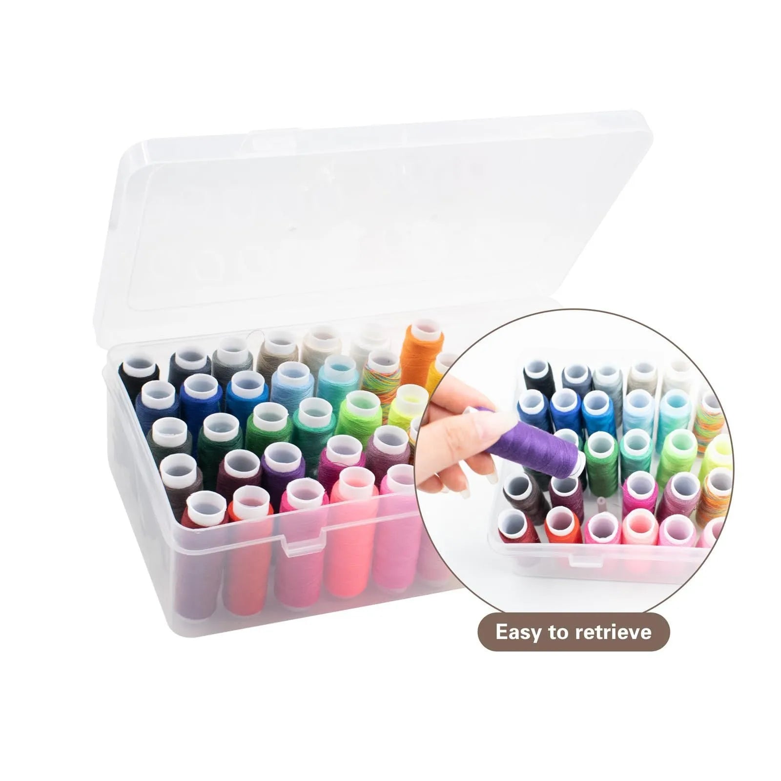 42-axis clear plastic storage box for embroidery threads and sewing needles