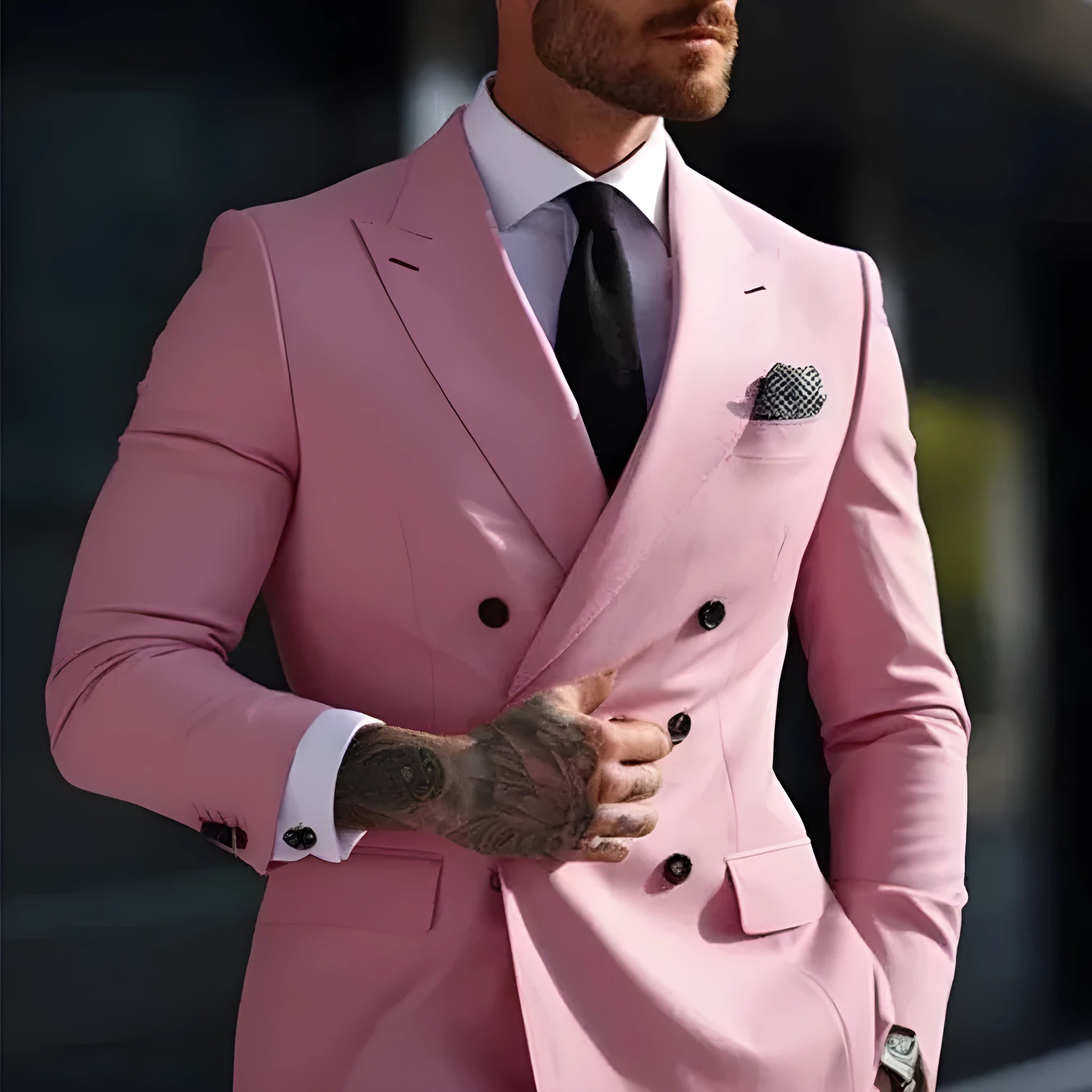 Men's grey slim fit two-piece business suit with jacket and trousers