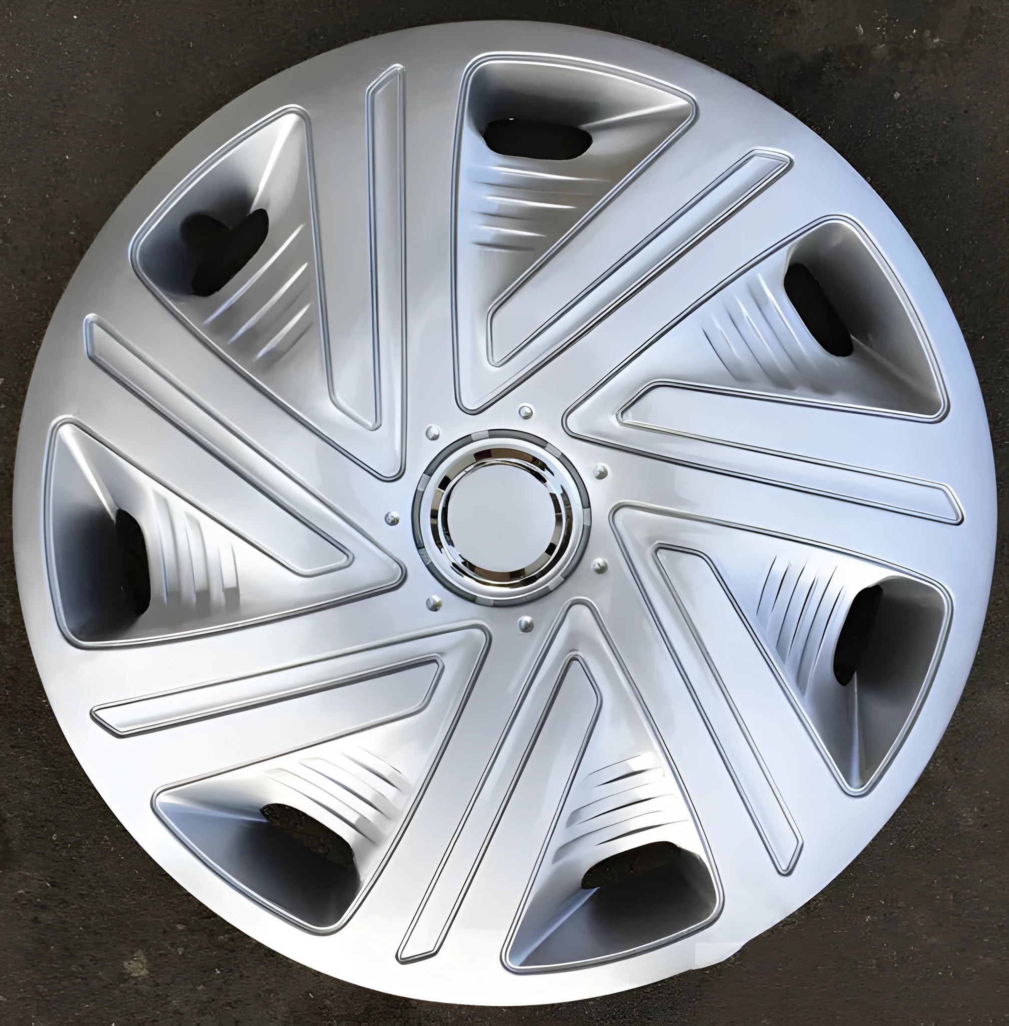 Universal ABS plastic wheel hub cover in a monochrome colour option