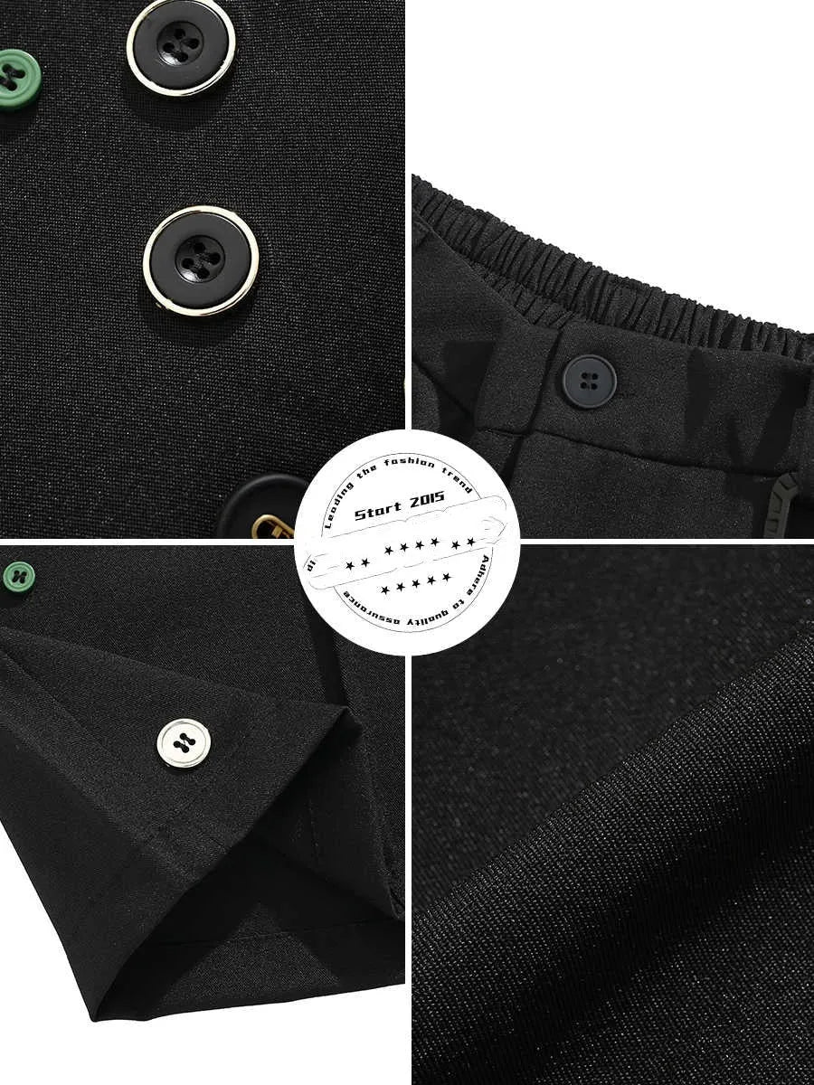 Men's black semi-elastic shorts with loose fit and straight leg design