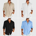 Mens solid colour long sleeve casual shirt with a polo collar and chest pocket