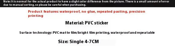Waterproof decorative stickers with candy small items design in fresh colours, 50 sheets