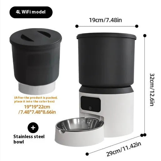 4L smart pet feeder with remote control and optional video monitoring for cats and dogs