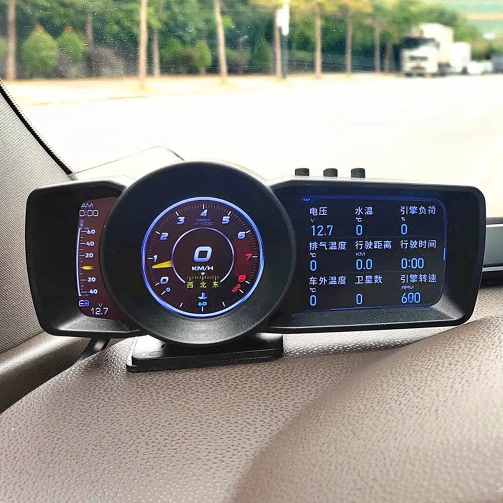 OBDII vehicle monitor driving computer with TFT colour screen showing engine diagnostics