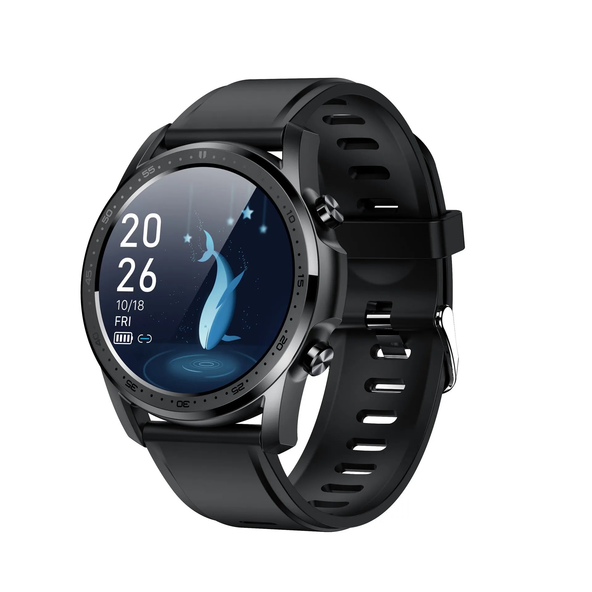 Black or grey smart bracelet with a zinc alloy case and a 1.3-inch screen on a wristband.