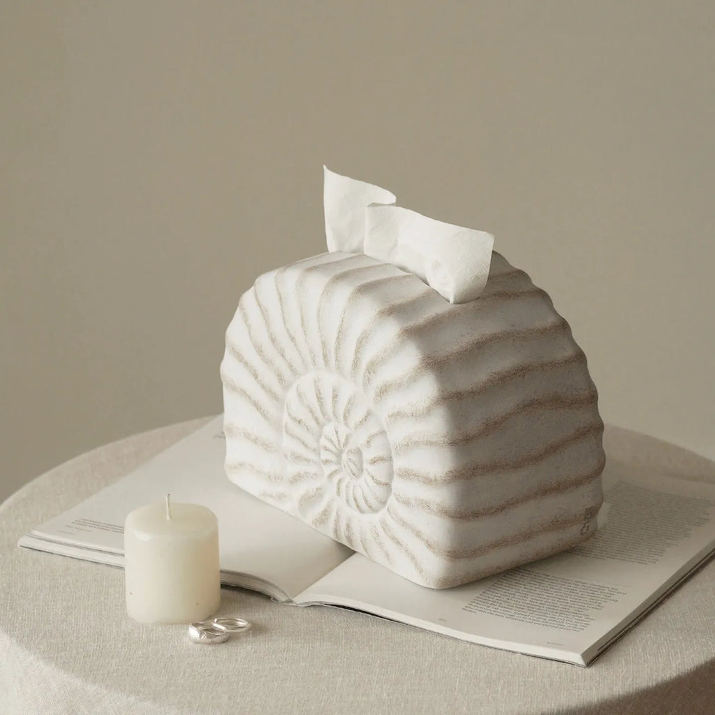 Conch Ramble coloured resin decorative tissue box cover with modern simplicity design