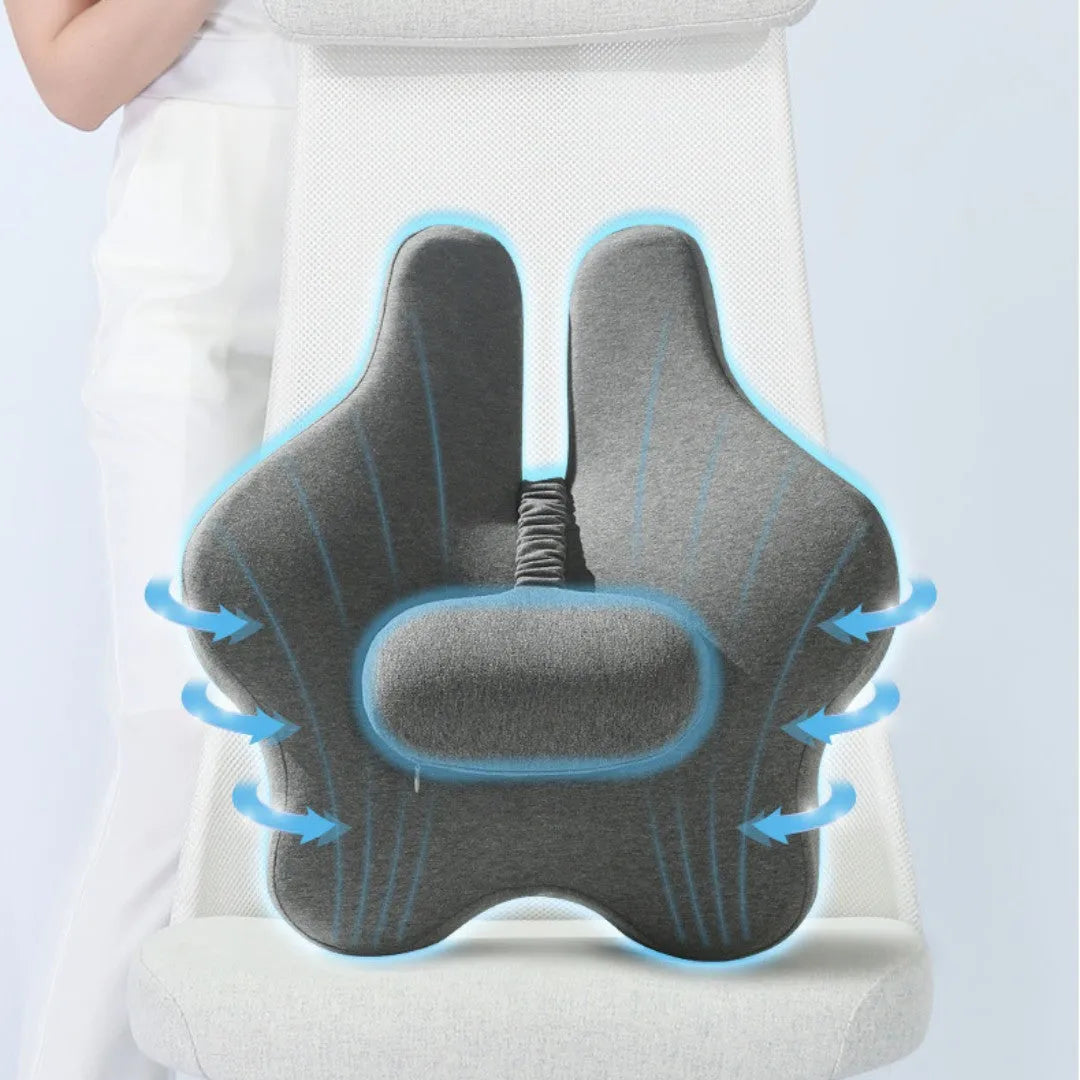 Memory foam lumbar support cushion 50x47x9cm in black dark grey light grey pink