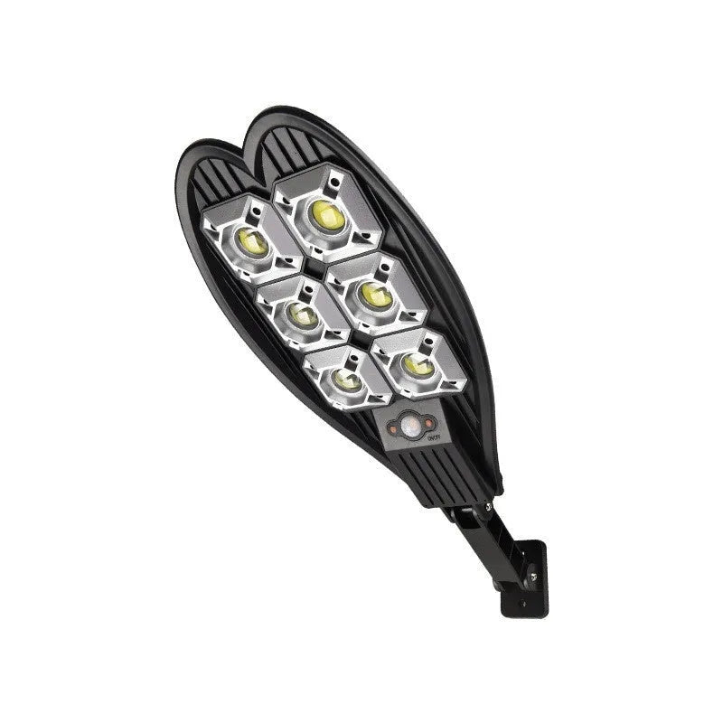 6-eye outdoor solar garden lamp with remote control, polycrystalline silicon solar panel, and white illumination
