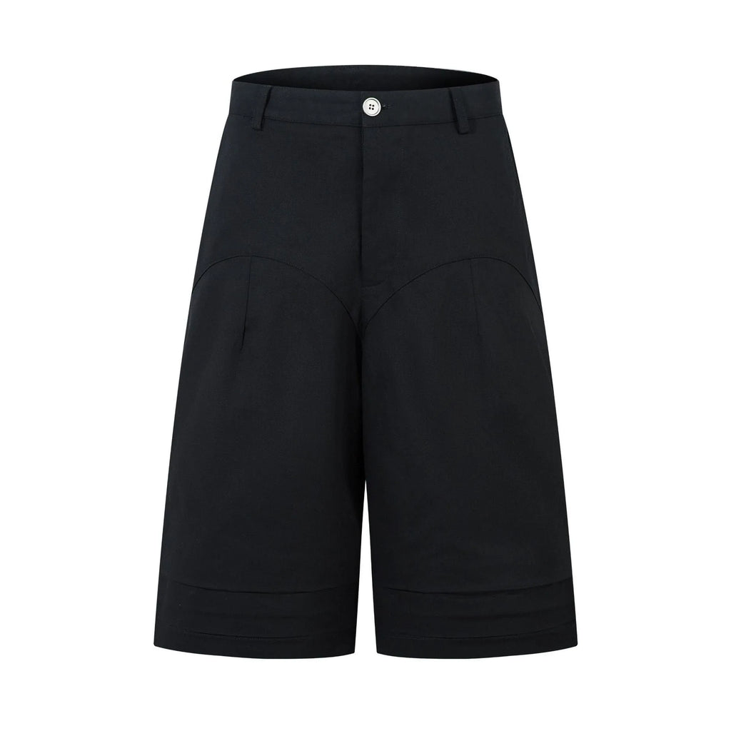 Retro loose fit wide leg straight denim middle pants in black or green with zipper fly