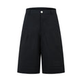 Retro loose fit wide leg straight denim middle pants in black or green with zipper fly