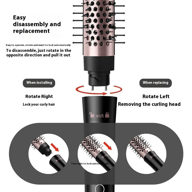 Automatic large wave hair curler in rose gold or black with three headbands for styling