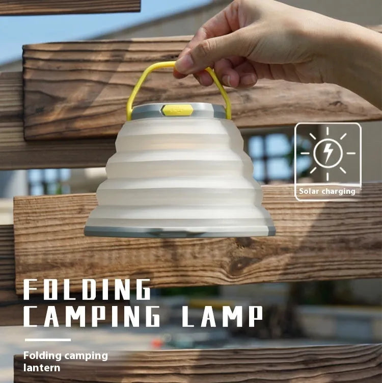 White plastic camping lamp with large capacity lighting for tents.